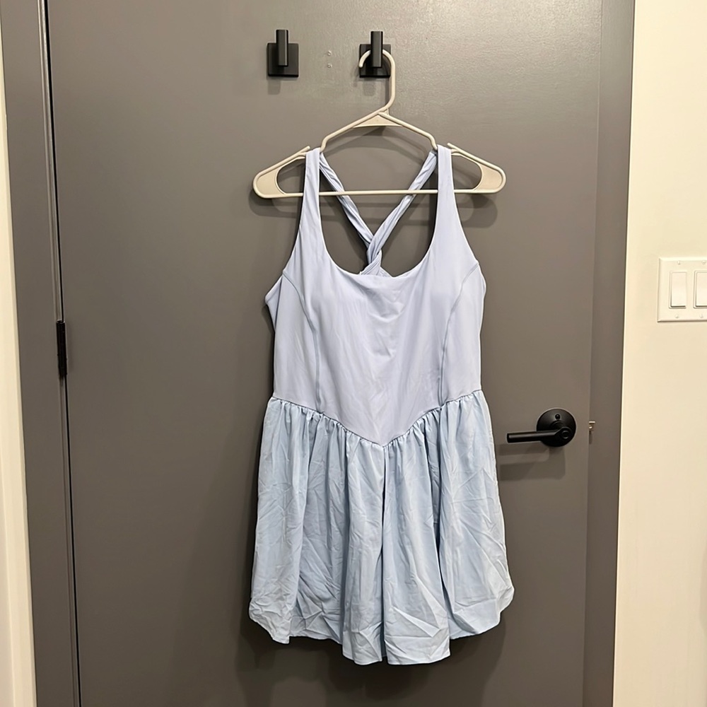 Breezeful™ Square Neck CrisscrossTwistedBack Side Pocket Quick Dry Flowy Dress